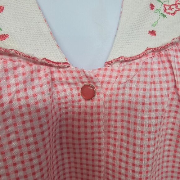 Dreamcrest Pink Gingham Pearl Snap House Dress Nightgown Lounge M - Picture 6 of 14